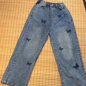 Source Unknown Blue Kids Jeans with Butterfly Accents